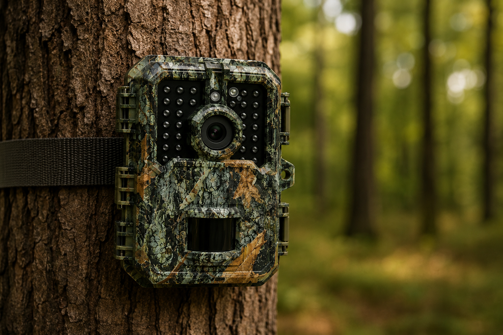 Mini caméra de chasse installée sur un arbre