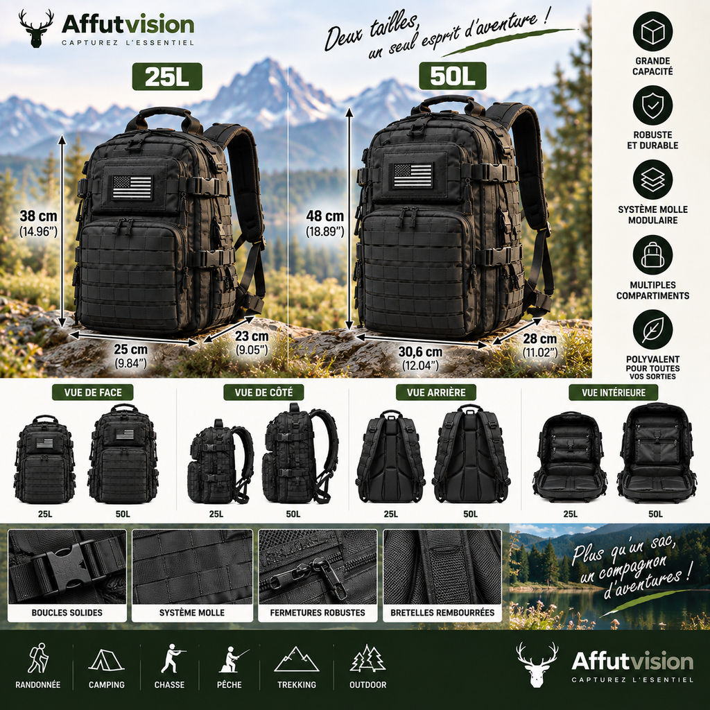 Sac à dos tactique 50L/25L Affutvision